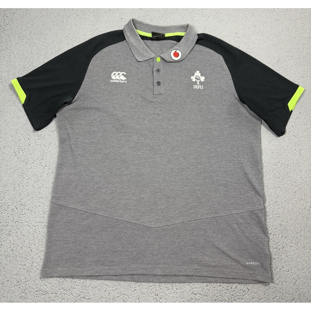 Canterbury Ireland‎ Rugby Shirt Mens XL Gray Vodafone IRFU Vapodri Polo Training